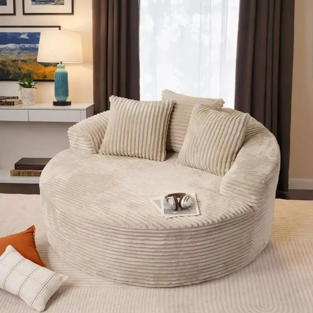 Home Cinema Sofa - Sofa Bulat Kombinasi Kain Corduroy Mewah