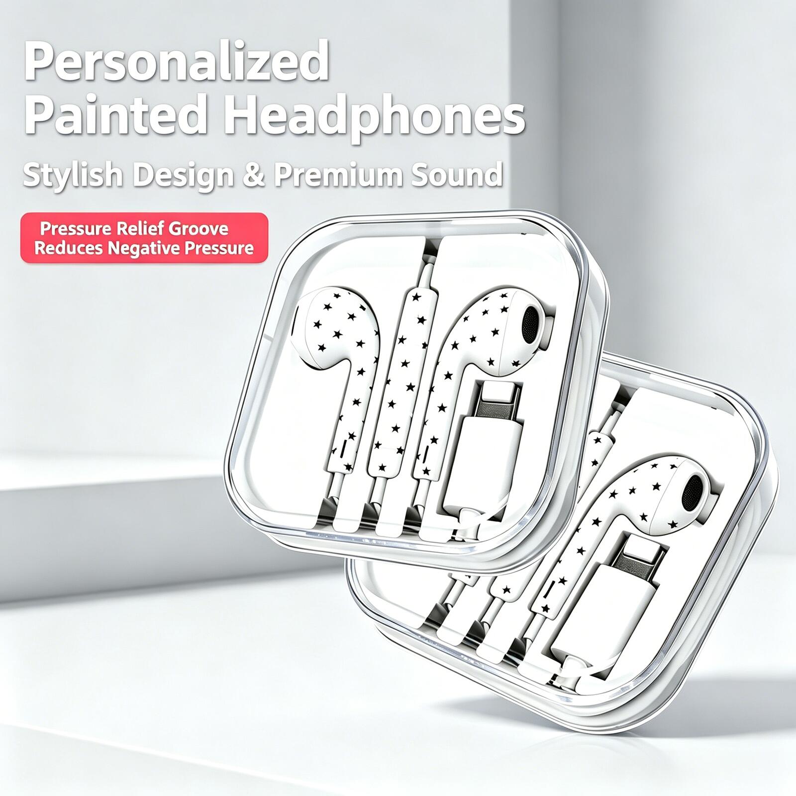 Home Cinema Pc - Earphone Berkabel Tipe-C Fashion dengan Pola