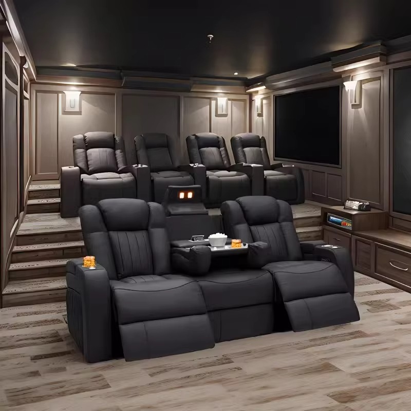 Home Cinema Chairs - Set Sofa Recliner Kulit, Sofa Home