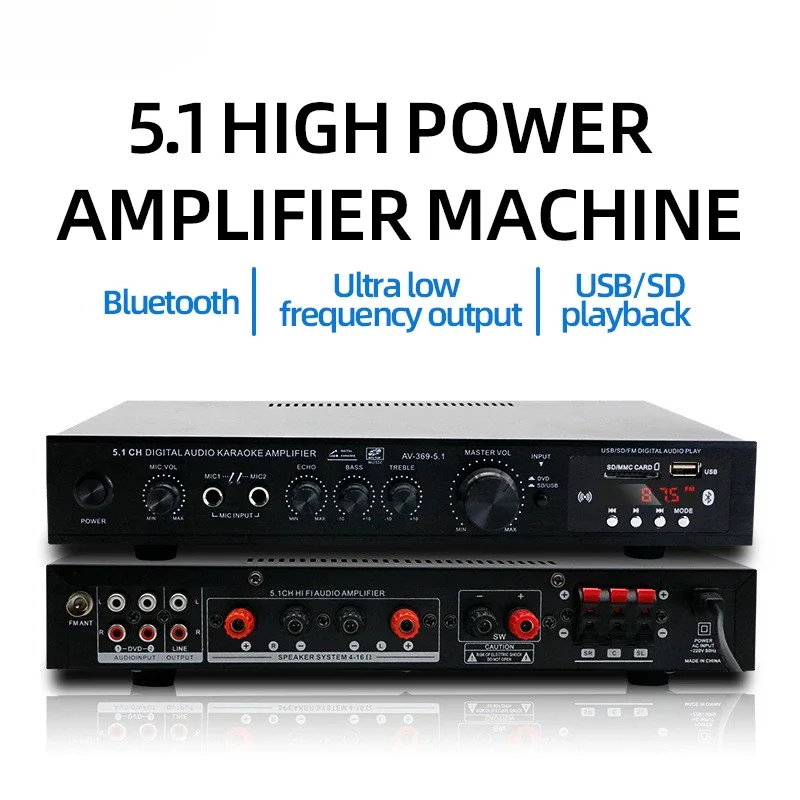 Home Cinema Speaker System - AV-369BT Bluetooth 5.1 Sound Speaker AMP,