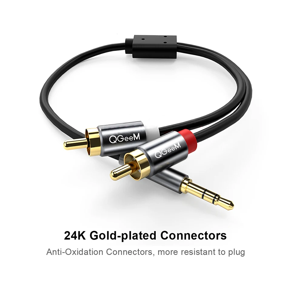Kabel RCA QGeeM 2RCA ke 3.5mm, - Home Cinema Pc ulasan dan harga