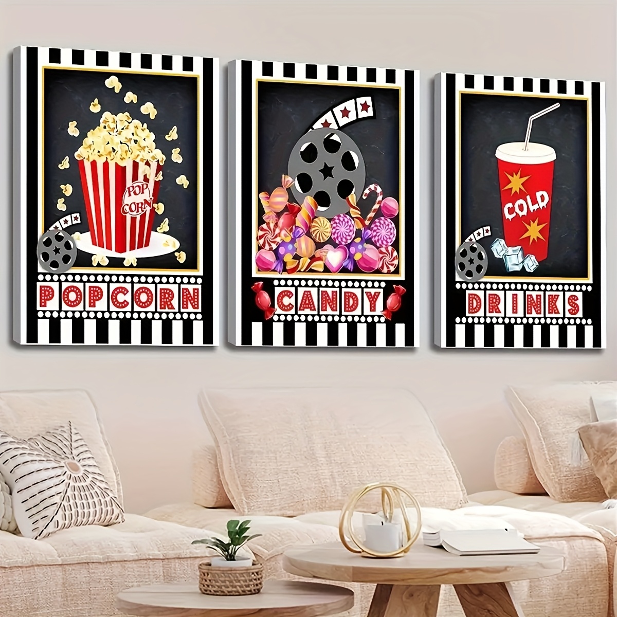 3 Buah Art Deco Dinding Tanpa  - Home Cinema Logo ulasan dan harga