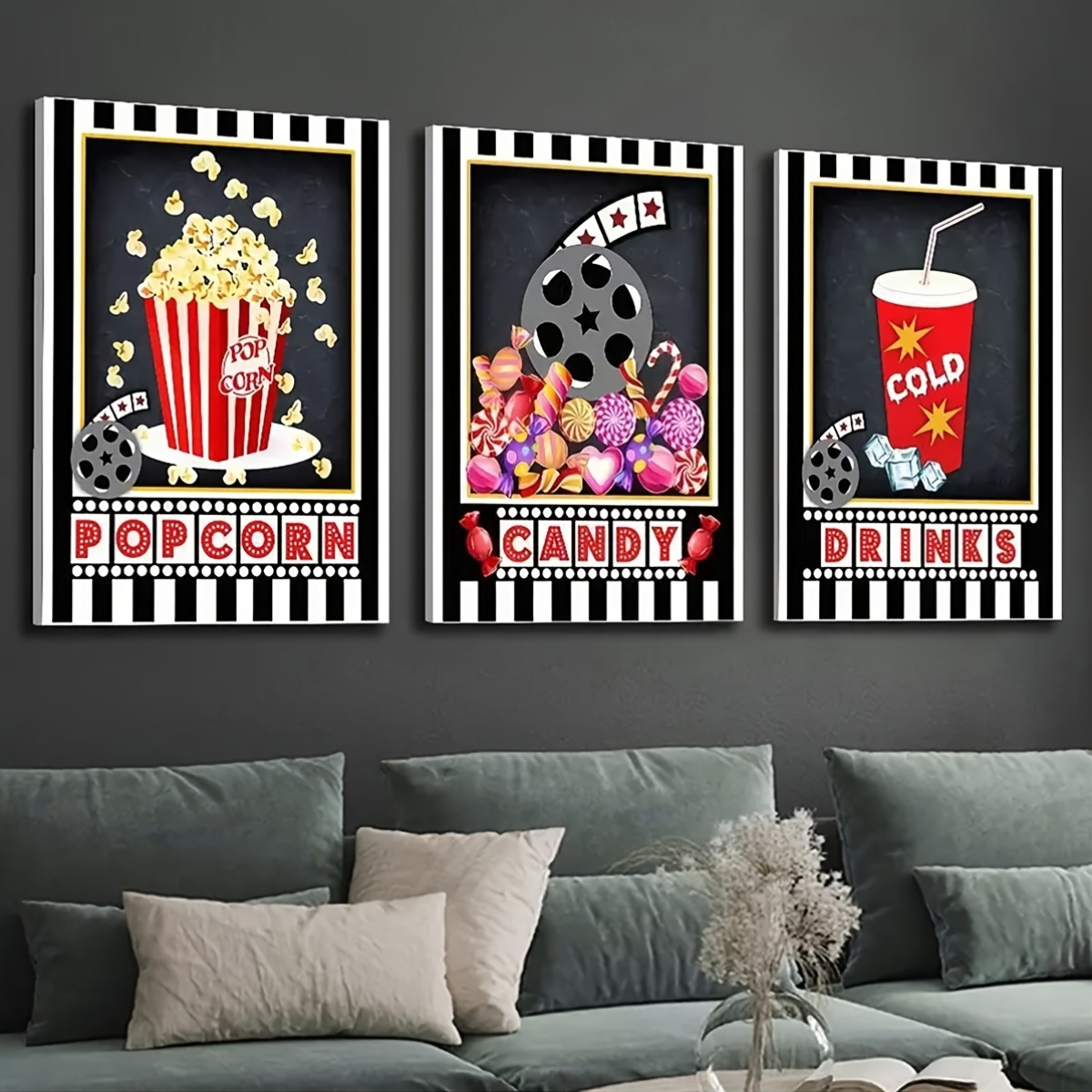 3 Buah Art Deco Dinding Tanpa  - Home Cinema Logo ulasan dan harga