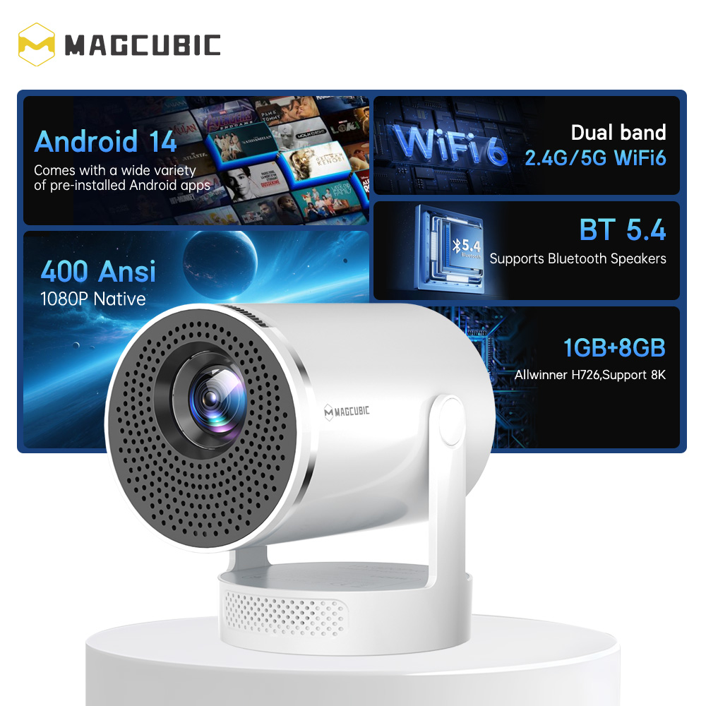 Proyektor Magcubic Android 14  - Home Cinema Night ulasan dan harga