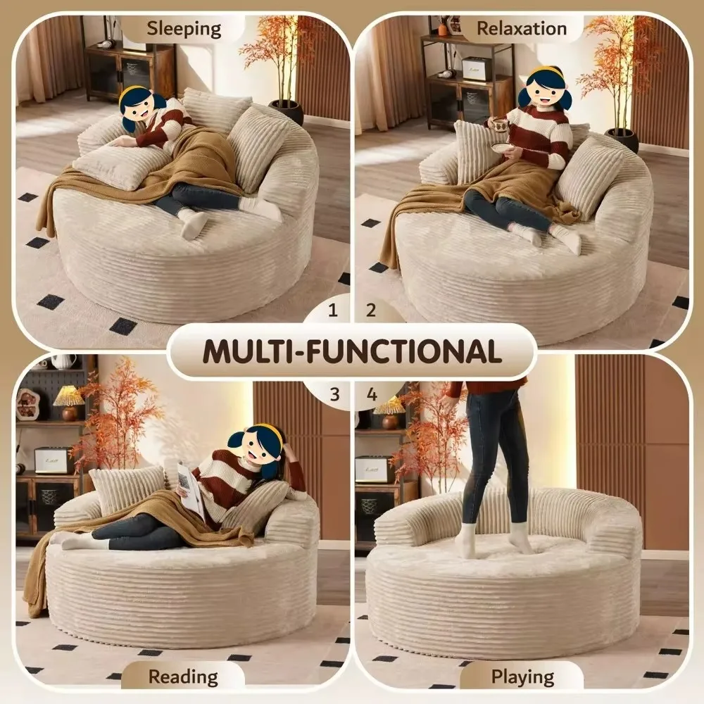 Sofa Bulat Kombinasi Kain Cord - Home Cinema Sofa ulasan dan harga