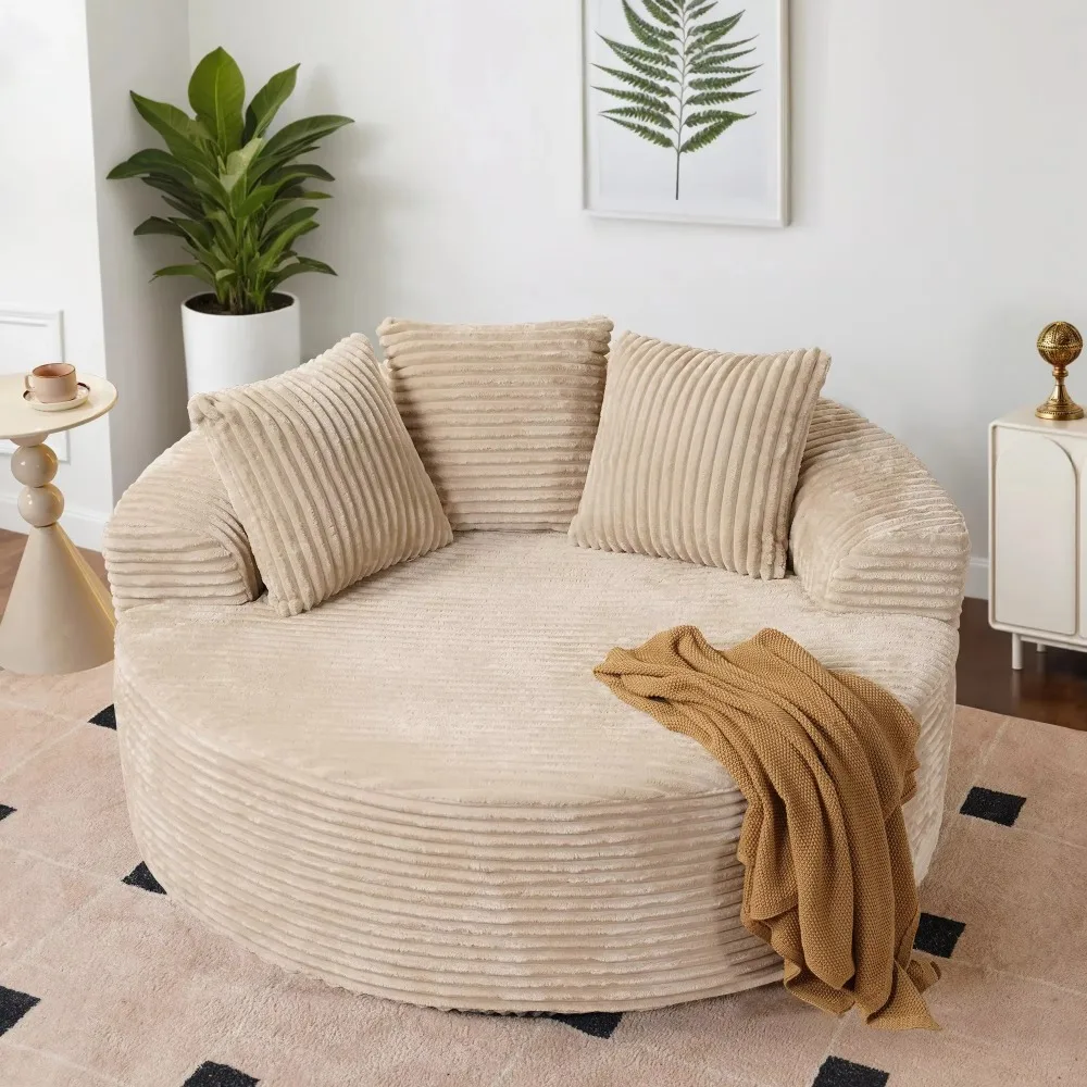 Sofa Bulat Kombinasi Kain Cord - Home Cinema Sofa ulasan dan harga