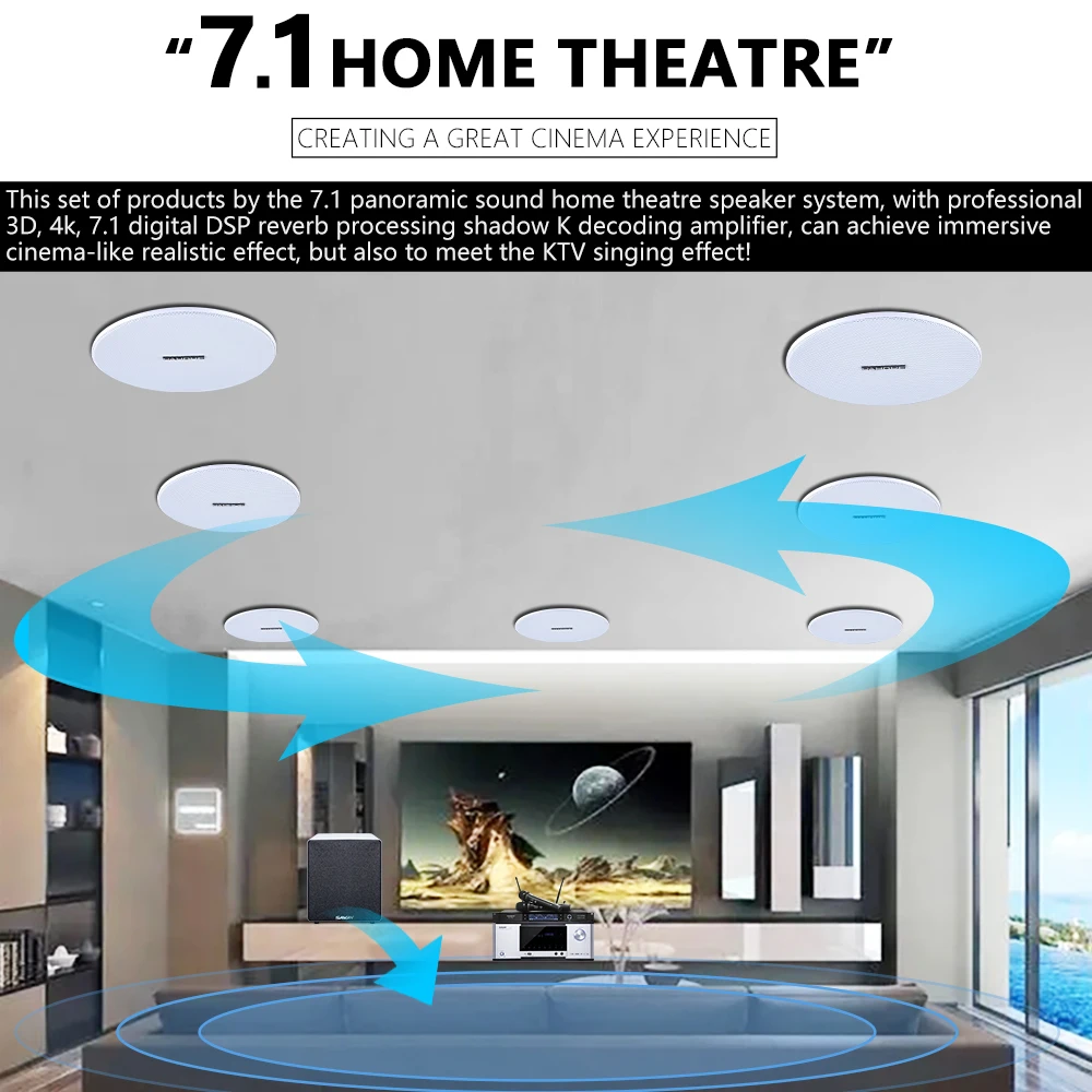 7.1 Set Speaker Plafon Home Th - Home Cinema Speaker System ulasan dan harga