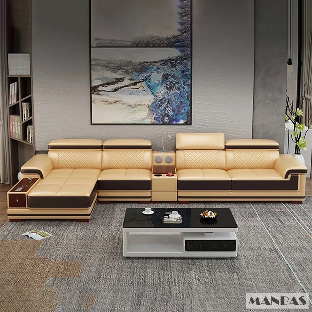 Sofa Bersekat Kulit Asli Mewah - Home Cinema Sofa ulasan dan harga