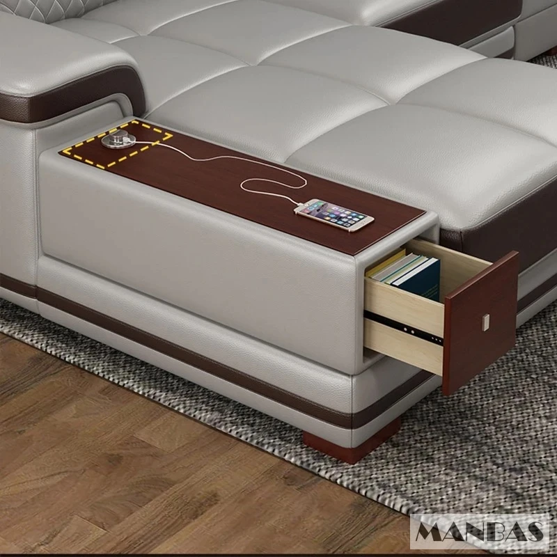 Sofa Bersekat Kulit Asli Mewah - Home Cinema Sofa ulasan dan harga