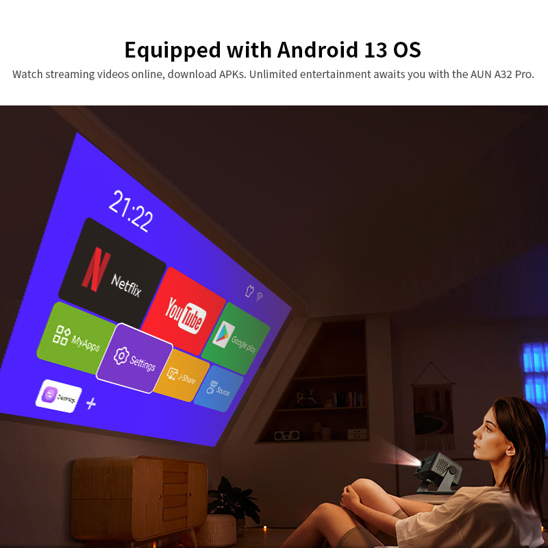 AUN A32 Pro Android 13 Proyekt - Home Cinema Night ulasan dan harga