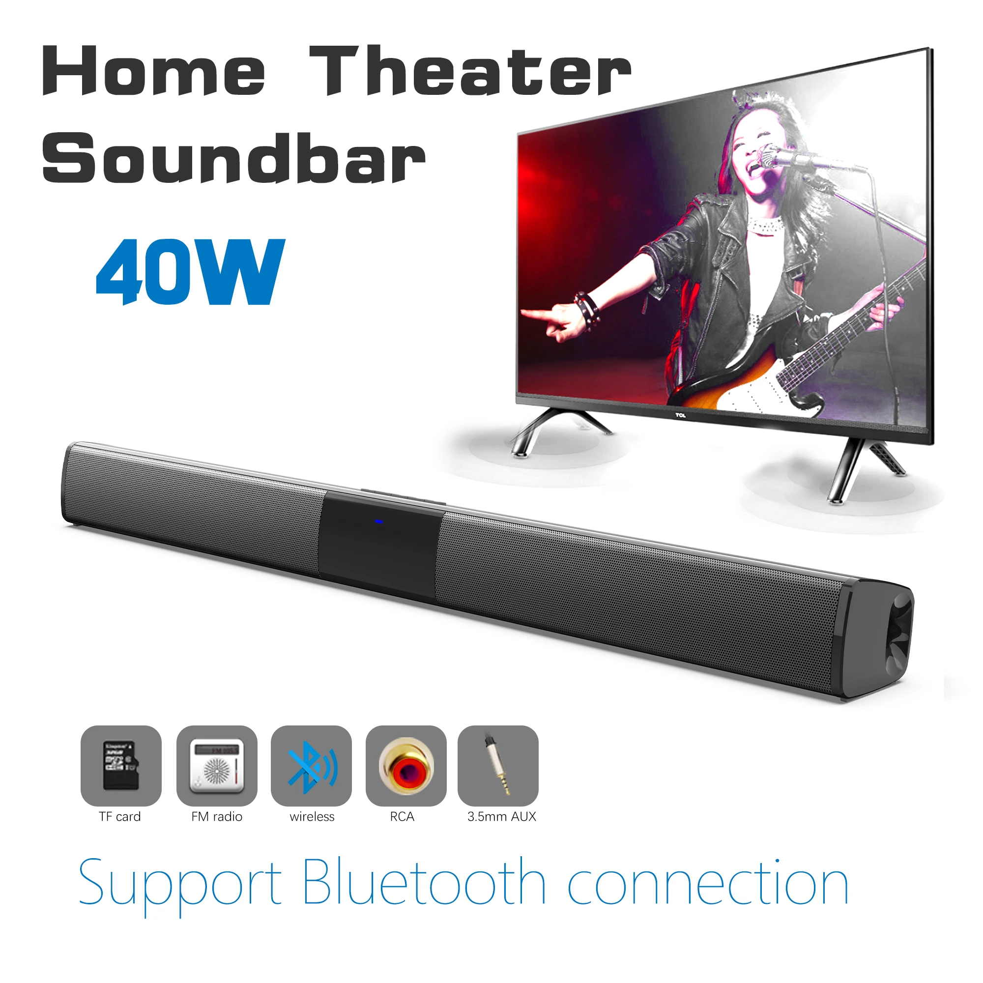 Soundbar daya tinggi 40W untuk - Home Cinema Speaker System ulasan dan harga