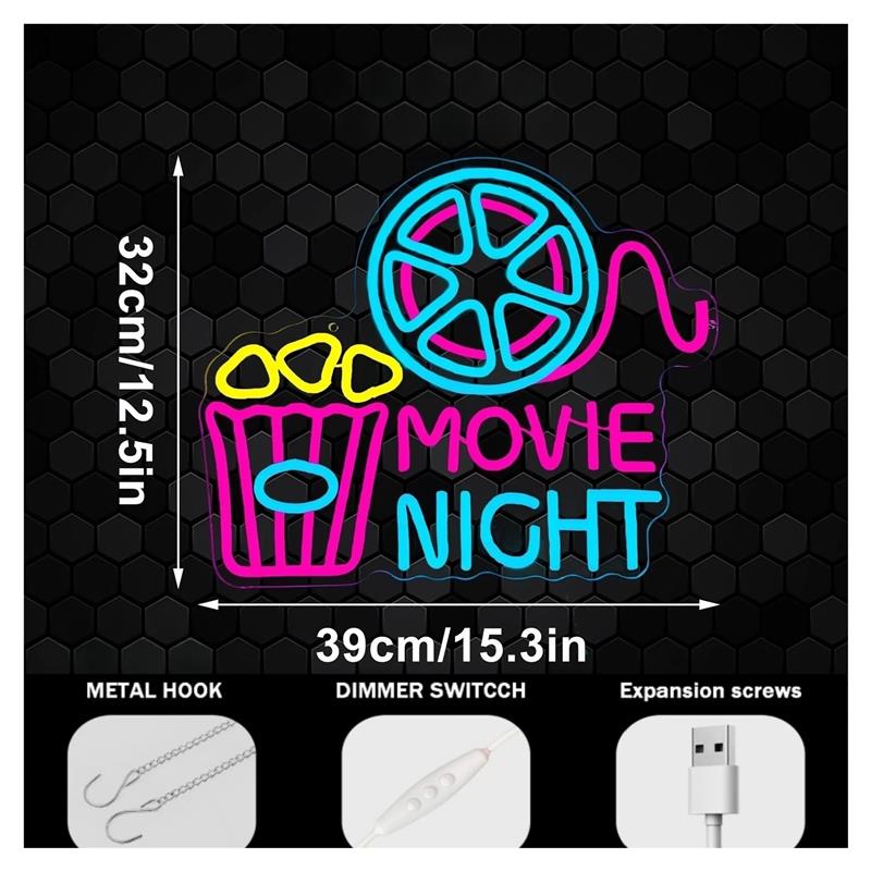 Lampu Neon Popcorn untuk Malam - Home Cinema Night ulasan dan harga
